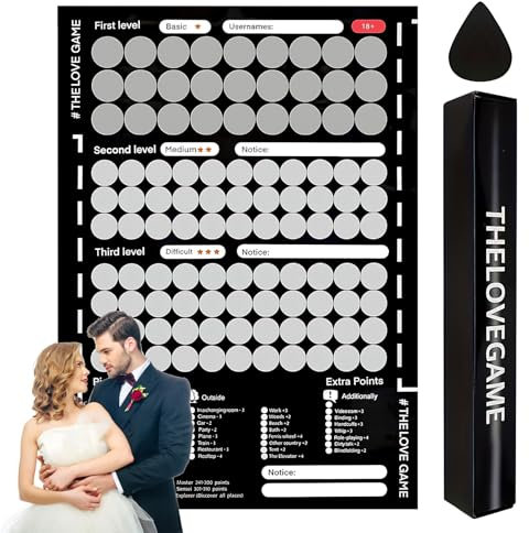 DAWRIS Love Game Poster Rubbeln 100 Date Challenge Dates Scratch Off Poster Date Night Rubbelposter Date Ideen für Paare Bucket List für Paare Kreatives Pärchen Geschenke Boyfriend Gift