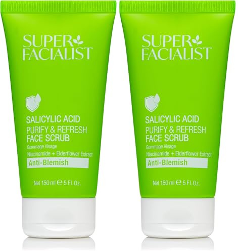 Super Facialist Salicylic Acid Anti Blemish Purify & Refresh Face Scrub - Face Wash for Acne Treatment & Blackhead Remover with Salicylic Acid & Vitamin B 3, Vegan Friendly, 150ml (Pack of 2)