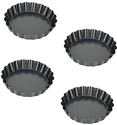 PHENOFICE 4 Pièces Moule À Rond Mini Caissettes À Plat À Quiche Individuel Antiadhésif