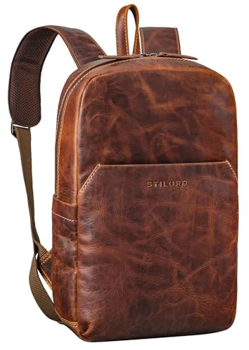 STILORD 'Kim' Modern Backpack Leather Women for Traveling and City Rucksack Backpack Ladies Backpacks for Women Small Daypack Leather Laptop Backpack 12 Inch, Colour:salerno - brown