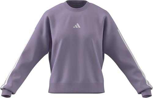 adidas Femme Essentials 3-Stripes Fleece Sweatshirt, Powder Plum/White, S