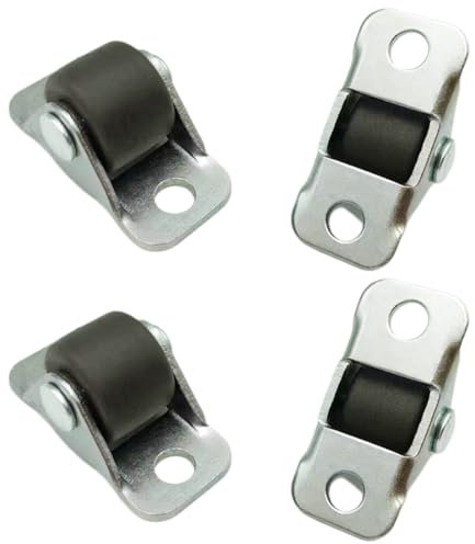 YAPKOLV 4 Pièces Petites Roulettes en Caoutchouc avec Plaque Supérieure en Acier, Plaque Métallique Fixe, Roulettes en Caoutchouc à Profil Bas pour Petits Appareils, Meubles, Projets DIY
