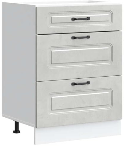vidaXL Küchenunterschrank Kalmar Betongrau Holzwerkstoff, Spülenunterschrank, Schrank Küche, Lagerschrank, Unterschrank für Küche, Küchenzeile