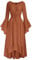 SCARLET DARKNESS Medieval Renaissance Dress Off The Shoulder Long Bell Sleeve High-Lo Vintage Dresses for Women UK Rust L