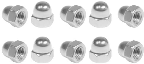 TIOMIOSEA Hutmuttern M10 Edelstahl Kappenmuttern 10 Stück, DIN 1587 Hohe Form Hochwertige Kappenmuttern Sechskant Hutmuttern, Hutmuttern für Schrauben, Mutter Gewindestange & Gewindebolzen