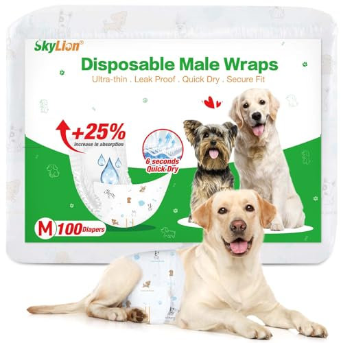 Einweg-Hundewindeln, super saugfähig, auslaufsicher, ultra-trocken und atmungsaktiv, Größe M, 100 Stück
