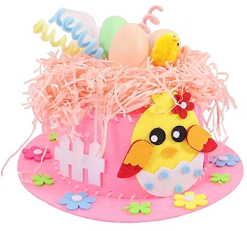 KICHOUSE Osterhasen Kindergartenhut Lernpädagogikspielzeug Hut Frühe Material Eier Bastelbedarf Ostergeschenk Kit Osterparty Anziehhüte für Hutmaterialien Kinderhandwerkshüte
