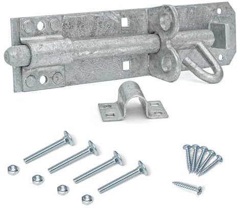 ZAVIA Brenton Gate Bolt for Wooden Gates | Heavy Duty Hot Dip Galvanised (8 Inch / 200mm) Sliding Bolt Lock for Patio, Garage, Shed & Barn Doors’ Extra Security