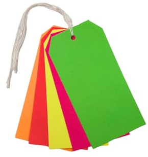 Pack of 30 Assorted Colour Neon Fluorescent Luggage Strung Tags 60 x 120mm