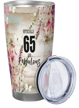 Xinvast 65th Birthday Gifts for Men Women,65th Coffee Tumbler Stainless Steel Insulated Coffee Mug Travel Cup Gifts for Grandma Grandpa Friends,Coffee Cups 20 Oz