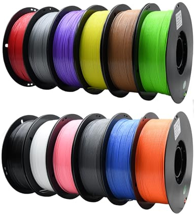 YUANEANG Lot de filament PETG pour imprimante 3D, 12 bobines, précision dimensionnelle +/- 0,03 mm, bobine de 1 kg (2,2 lb), 1,75 mm, convient à la plupart des imprimantes 3D, 12 couleurs mélangées