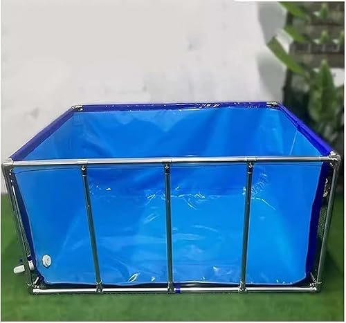 Large Above Ground Ponds for Fish, Aquarium Pool with Transparent Window, PVC Canvas Liners with Steel Frame, Holding Tank for Breeding Koi, Easy to Set Up of(Size:100x60x35cm)