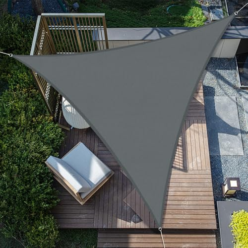 SUNNY GUARD Sonnensegel Wasserdicht 2.5x2.5x2.5m Dreieckig Sonnenschutz Wetterschutz Segel Baldachin UV Schutz für Balkon Terrasse Garten, Grau Anthrazit
