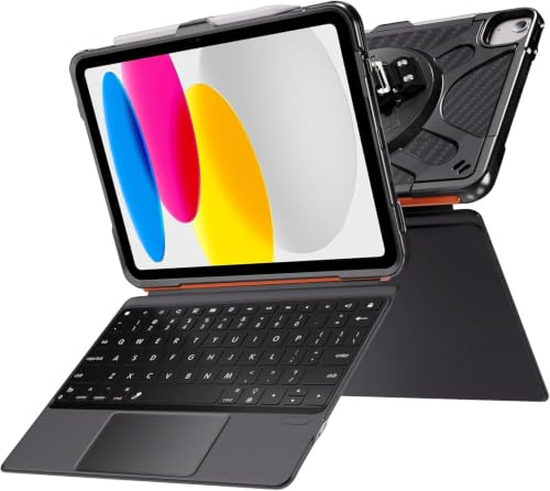 zenrich Detachable Keyboard Case for iPad A16 11th / 10th Gen 11 Inch 2025 | Removable Keyboard with Trackpad / 7-Color Backlit / 360° Rotating Stand / Hand Strap / Carrying Belt / Pencil Holder, Black