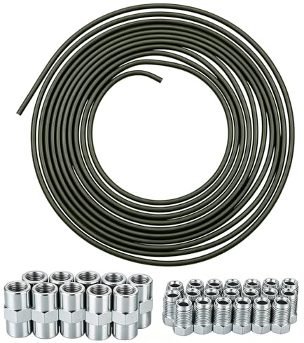 5 m Bremsleitung Set, 3/16 Zoll Bremsleitungssatz Ø 4,75mm 20 Schrauben und 10 Verbinder für Bördelgerät