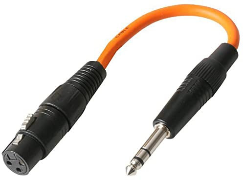 PULSE PLS00346 3 Pin XLR Socket to 6.35 mm Stereo Jack Plug Adaptor Lead, Orange