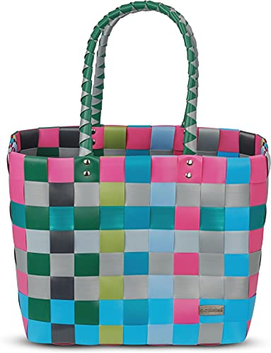 normani Großer Einkaufskorb 25 L Shopper Einkaufstasche Strandtasche mit langen Henkel Farbe Classic/Calm
