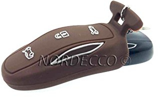 Neuf protection Smart intelligent 3 boutons en silicone Coque avec porte-clés pour Tesla Model S Marron