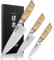Fukito Pakka San Mai - Coffret 3 Couteaux de Cuisine Design Japonais Chef + Universel + Office, Lames Haute Teneur en Carbone - Pour Chef Professionnel & Particuliers