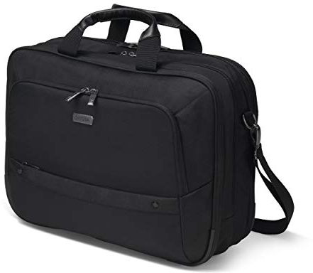 DICOTA Eco Top Traveller Twin SELECT Laptop-Tasche – verschließbare Laptop-Tasche aus recycelten Materialien für Laptops mit 14-15.6 Zoll, mit EVA Schutzrahmen und gepolstertem Schultergurt, schwarz