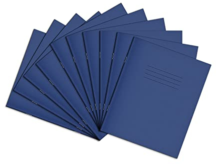 Rhino Schulheft, 8 x 6,5 cm, 8 mm liniert + Rand, 48 Seiten/10 Stück, ideales Schulheft für Notizen, Übungen und Aufsätze (Dunkelblau)