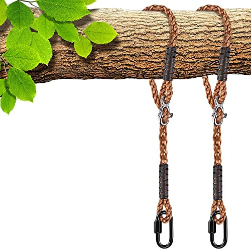 SELEWARE 2er Schaukel Befestigung Seil Hängematte - Verstellbares Seil Baumschaukel mit Karabiner Hängesessel Aufhängung Hält Schaukelaufhängung Baum für Spielplatz Schaukeln Hängematten Yoga 150CM