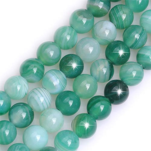 Natürlicher grüner Onyx-Achat-Edelstein, Halbedelstein, rund, 8 mm, lose Perlen für Schmuckherstellung, Armband, Halskette, Basteln, 38,1 cm