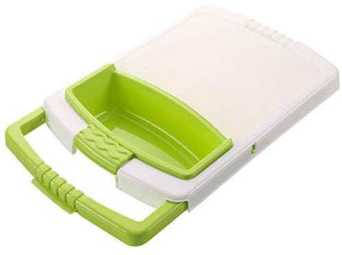 Tabla de cortar 3 en 1 Cutting Board Telescópica para el hogar Fregadero multifunción Plato de frutas Cocina Tabla pequeña Ranura de almacenamiento Drenaje Cesta de almacenamiento Escalable + drenable