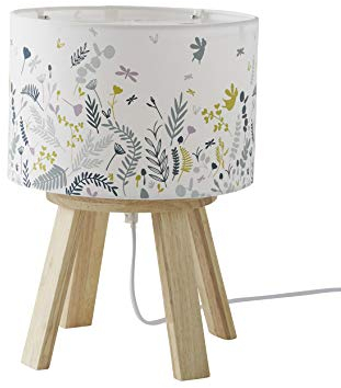 VERTBAUDET Kinderzimmer Nachttischlampe Botanik weiß bedruckt/natur ONE SIZE