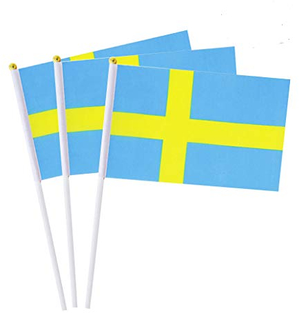 Schweden-Flagge, kleine Mini-Handflaggen, Dekoration, 12 Stück