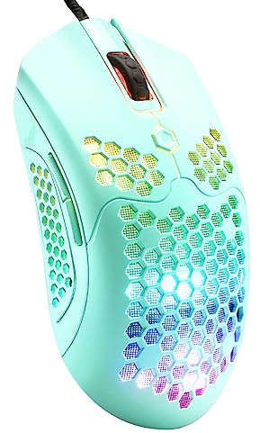 MAMBASNAKE Kabelgebundene leichte Gaming-Maus 65G, 26 RGB-beleuchtete USB-Gaming-Mäuse und 7 programmierbare Tasten, 12000 DPI, mit ultraleichter Honeycomb Shell Modell O für PC-Spieler, Xbox, PS4