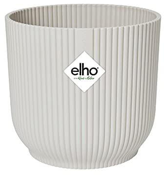 Elho Vibes Fold Rond 22 - Pot De Fleurs pour Intérieur - Plastique 100% Recyclé - Ø 22.0 x H 20.2 cm - Blanc/Blanc Soie