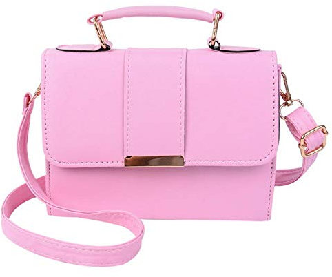 Cllym Mode d'été Sac à Main en Cuir Femmes Sac à bandoulière PU Petit Rabat Sacs à bandoulière Femme pour Les Femmes Messenger Sac,Rose