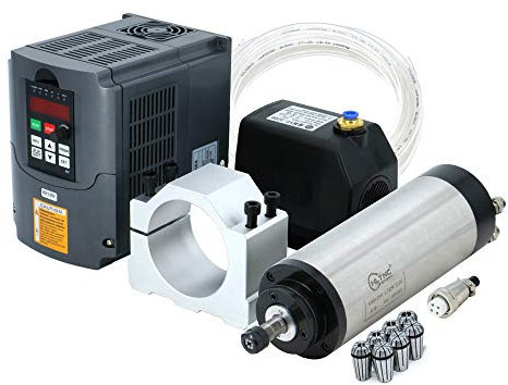 Moteur à broche CNC 1,5 kW 1500 W 220 V 400 Hz 24000 tr/min Broche refroidie à l'eau 1,5 kW VFD + 80 mm de montage + pompe à eau 75 W + 5 m de conduites d'eau + 7 griffes ER11 (1-7 mm)