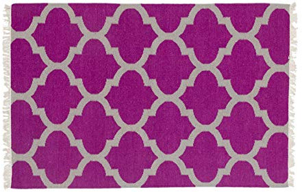 RUG PRINCE Kelim Teppich Handgewebt 120x180 Lila Einfarbig Orient Wolle Zimmer