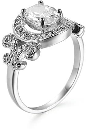 Stfery Ring Kristall, Freundschaftsringe Frau Frau Schmetterling mit weißem Zirkon für Valentinstag, Größe57 (18.1)