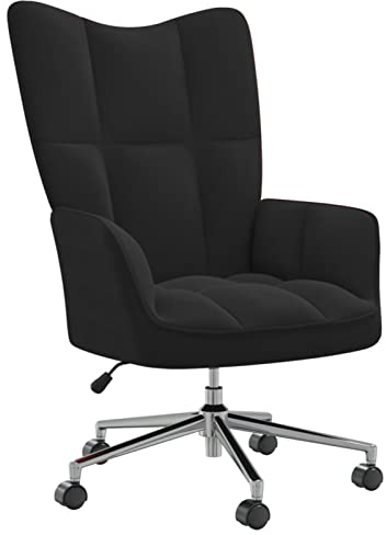 Gecheer Relaxsessel mit Rollen, 360 Grad Drehbar Relaxstuhl Polstersessel Armsessel Ohrensessel Polsterstuhl Wohnzimmerstuhl Höhenverstellbar Schwarz Samt