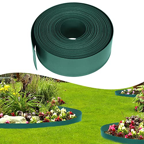 YRHome Rasenkante Kunststoff Beeteinfassung Mähkante Rolle -20m Lang 12cm Hoch Beetumrandungen Garten Rasenmähkante für Raseneinfassung Blumenbeet Gartenumrandung, Grün