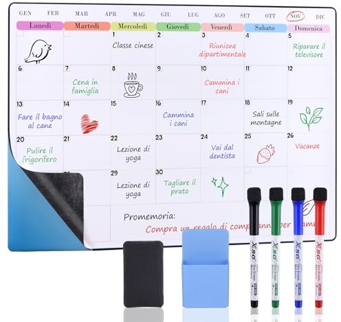 POPRUN 60×40 cm Abwischbar Monatsplaner/Wochenplaner whiteboard-Italienisch