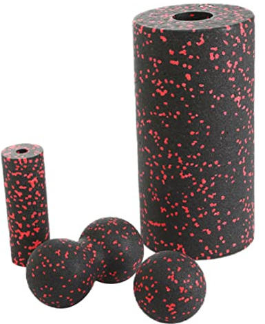 sevennine Faszienrolle Set, Schaumfaszien Roller Set Fitness Yoga Massagekugeln Hohl Foam Muscle Massager Kit 4 stücke rot