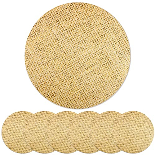 Jecery 50 Stück Einweg-Tischsets aus Jute - Bedruckt, Rund, Rustikal, Braun - Ladegeräte, Papier-Tischsets für Landdekoration, Vintage, Landhaus - Hellbraun