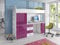 Hochbett TOMI 4D Möbel-Set Schrank und Schreibtisch Bett mit Leiter Kinder-Möbel + Rahmen (Weiß/Lila)