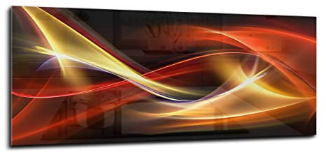 Canvasfly 100x40 Wandpaneele für Küche Deko-Spritzschutz für Küchenrückwand Glas Bilder Gehärtet Küchen-Deko Glasplatte aus Vorgespanntem Glas Küchenrückwandplatte Abstraktion