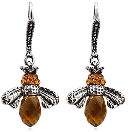 Dancing Bee Ohrringe für Frauen Strass Queen Bee baumeln Ohrringe Vintage Retro 3D Bee Ohrring für Mädchen, Kupfer, Autre