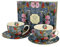 DUO ART GALLERY 2er-Set Tassen 280 ml BLUE mit Untertassen, New Bone China Porzellan