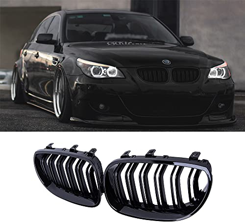 E60 Rejillas delanteras, Frontal Deportiva Parrilla,Rejilla Frontal Doble Puente,Parrilla del radiador para 5 Serie E60 E61 M5 2003–2009 E60 E61(Serie 5 E60 2003-2009)