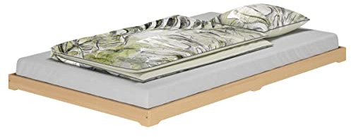 Erst-Holz®Flurbett Bettrahmen 120 x 200 cm Buche Massiv Zubehör Wählbarohne Zubehör