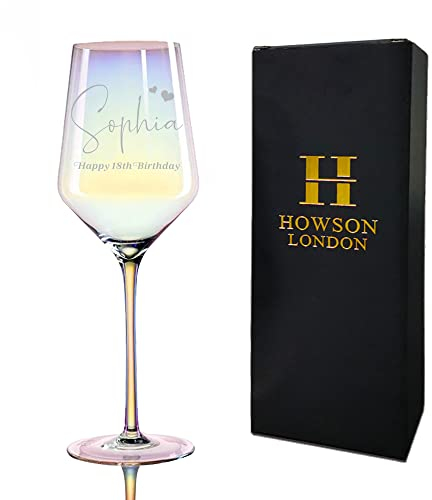 EDSG Personalised Wine Glass Engraved for Mum - Birthday Gift 21st 30th 40th Red Wine Glass With Gift Box - Wedding Anniversary Christmas Custom Gift With Any Text (Design 3)