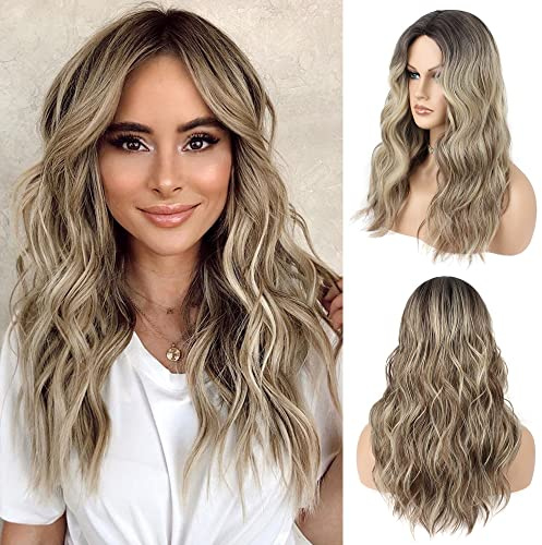 FAELBATY Long Curly Wig - Blonde & Brown Mixed, Heat Resistant Synthetic Wig for Women & Girls - Natural Curly, Daily Party & Cosplay Wig (20 RHL4/12C/24B#)