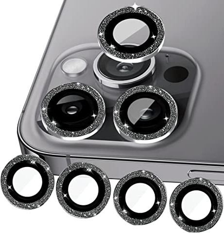 ULITIQ Kompatibel mit iphone 12 Pro Kameraschutz, iphone 12 und 12 Mini Kameraschutz Bling, iphone 12 Kamera Schutz, Panzerglas Kamera Abdeckung Glitzer 6.1/5.4 zoll Linse Kameraabdeckung, (Schwarz)